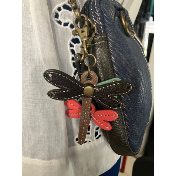 Chala Convertible Crossbody Mini Bag Blue Canvas Leather Trim - Picture 8 of 9